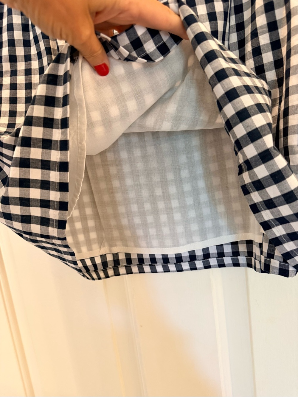 Skies are Blue Navy & White Gingham Wrap Skirt with Tie - Picture 3 of 5